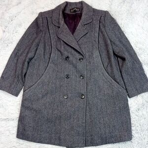 Alorna Jacket Womens XL Blue Wool‎ Blend Trench Coat Career Business Pockets